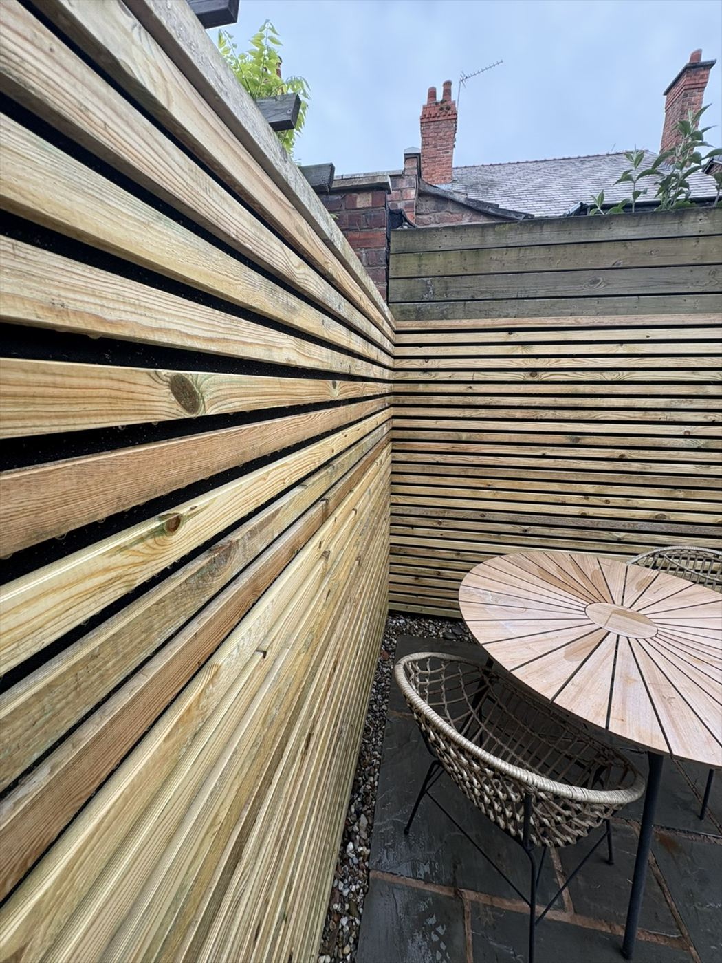 New slatted screen fence built by AJ Garden Services in Liverpool